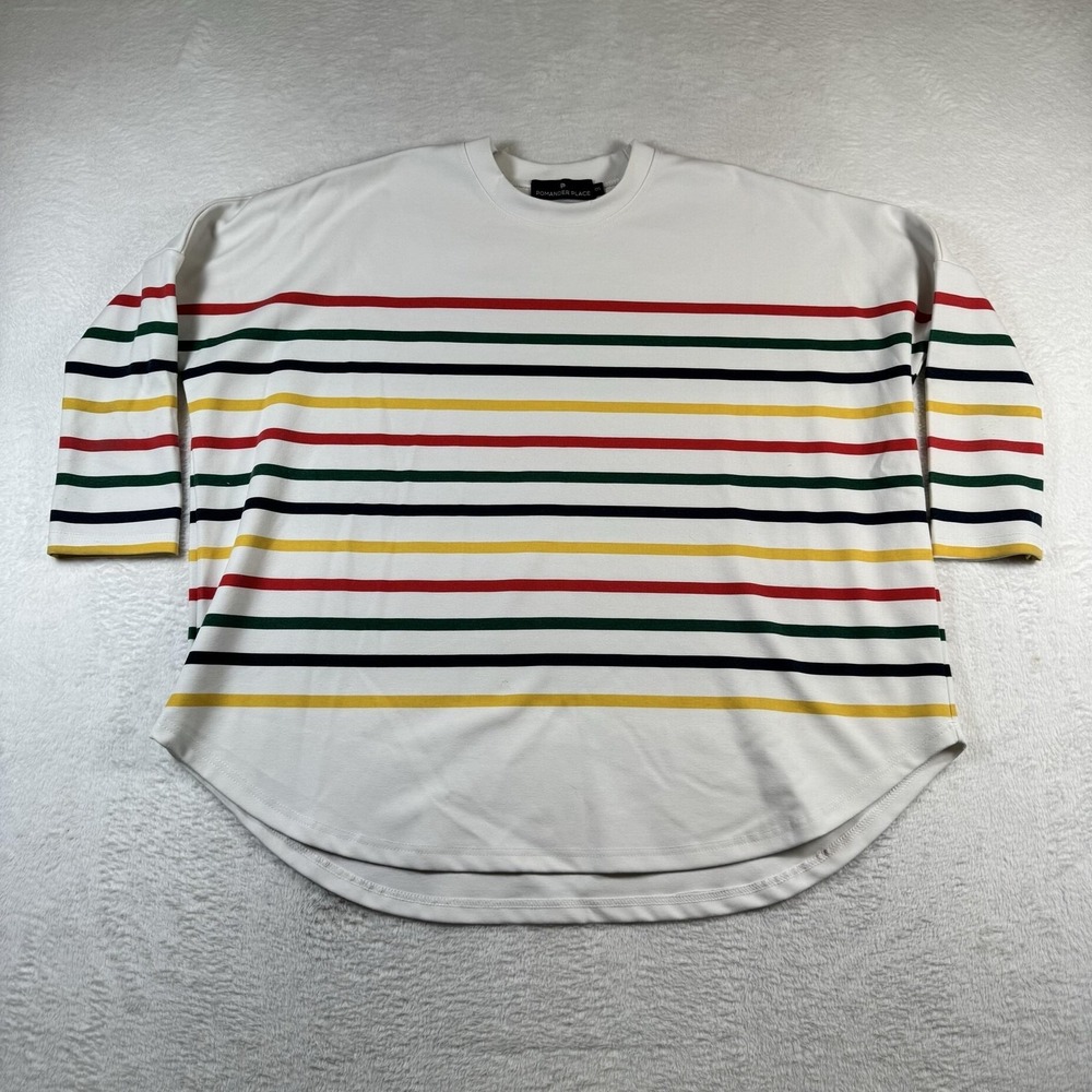 Pomander Place Shirt Womens One Size Multicolor Stripe 3/4 Sleeve Tunic Top
